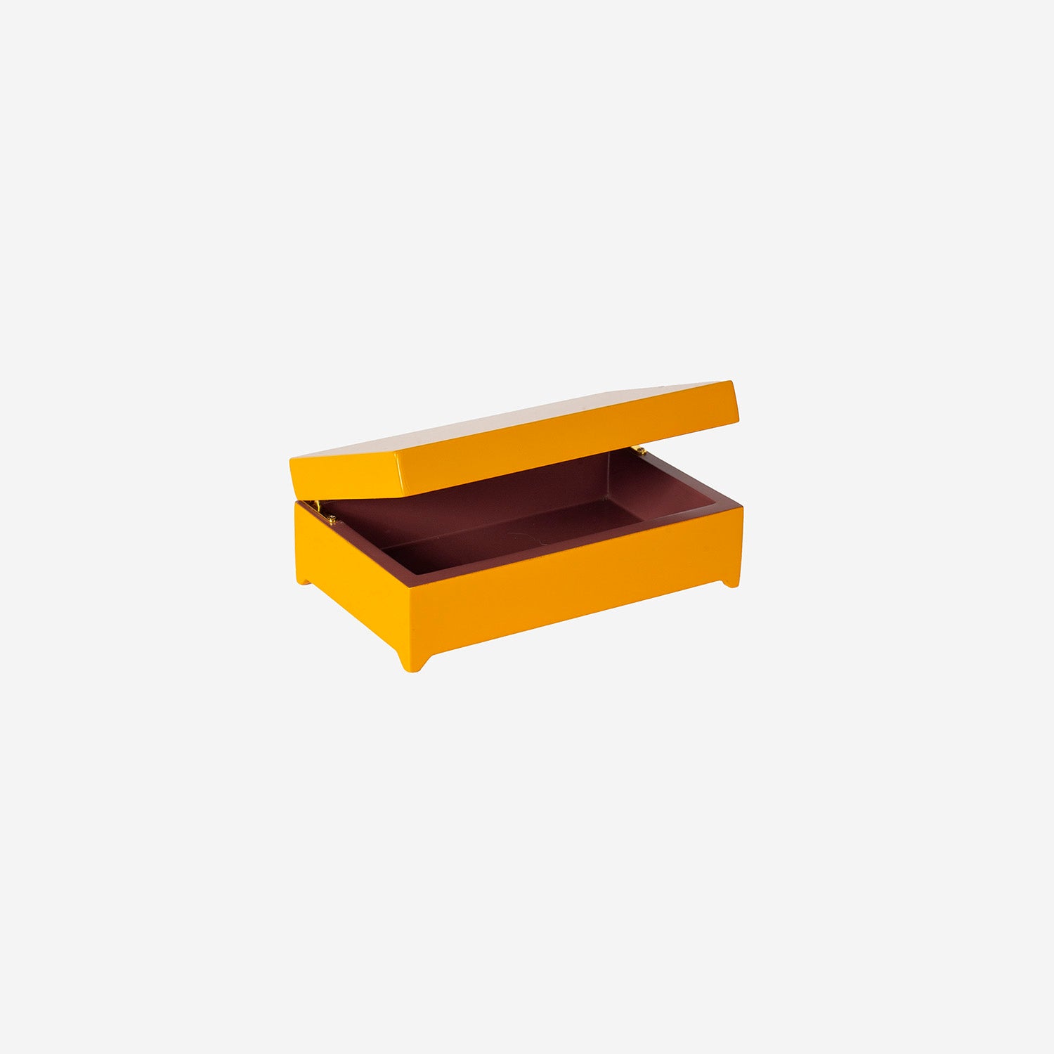Lacquer box w hinge corner B Mango