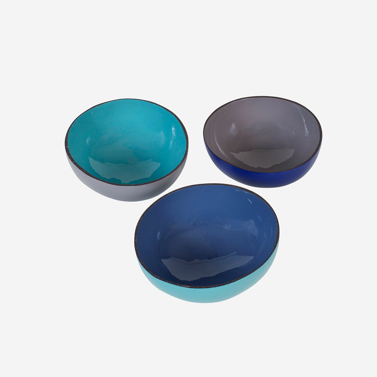 Coconut bowls, set w 3