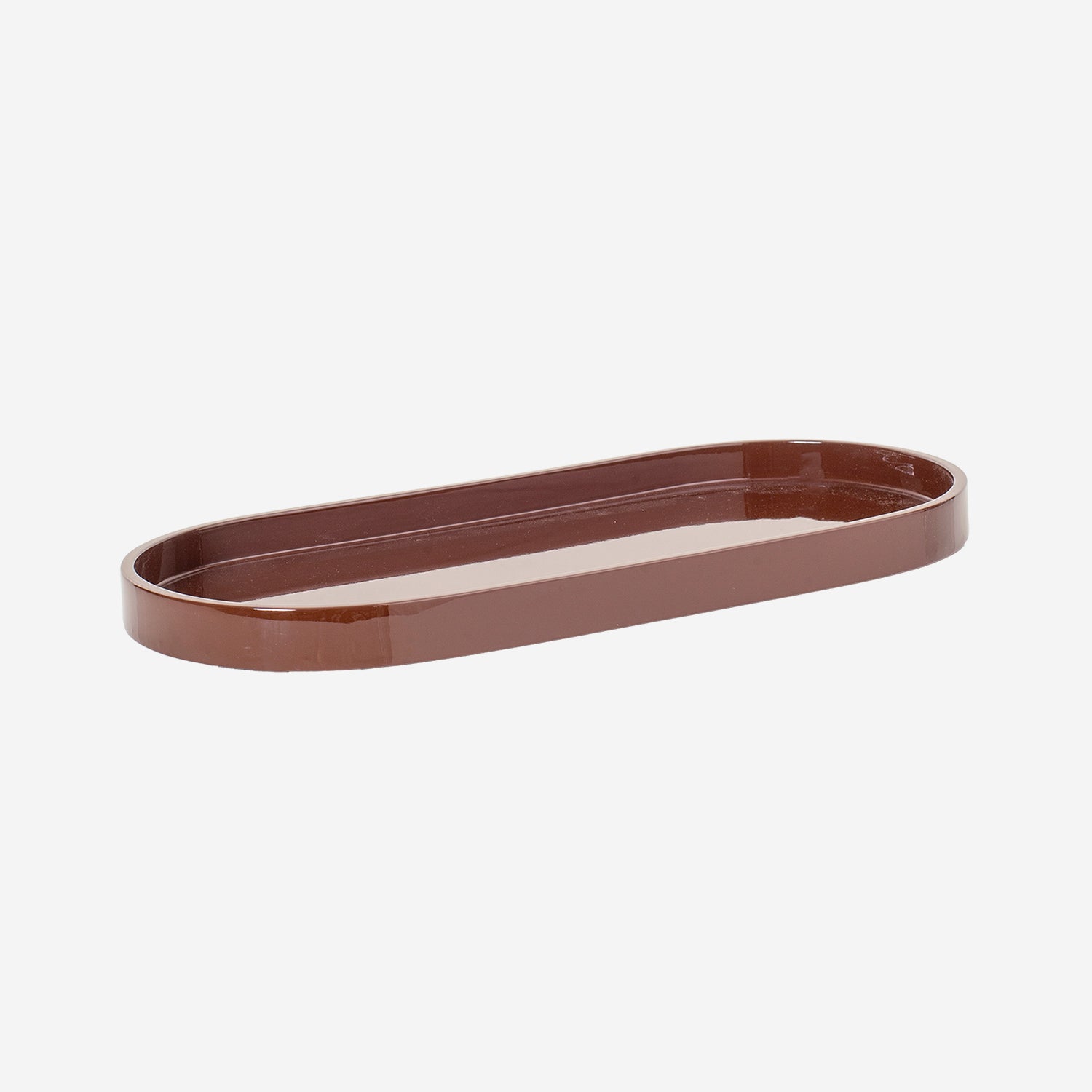 Lacquer Tray Oval S, Chocolate