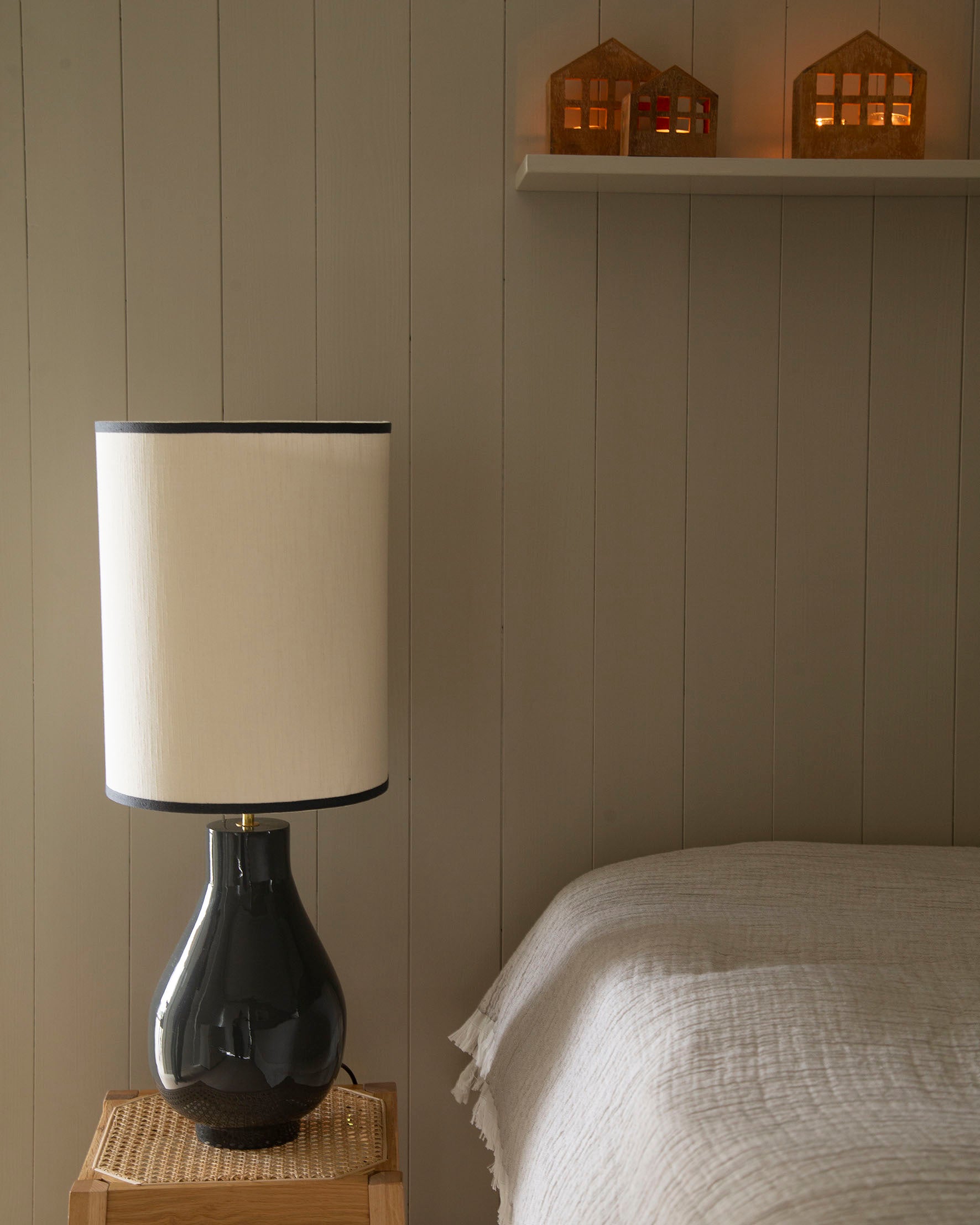Cylinder lampshade sand/coal 30x39