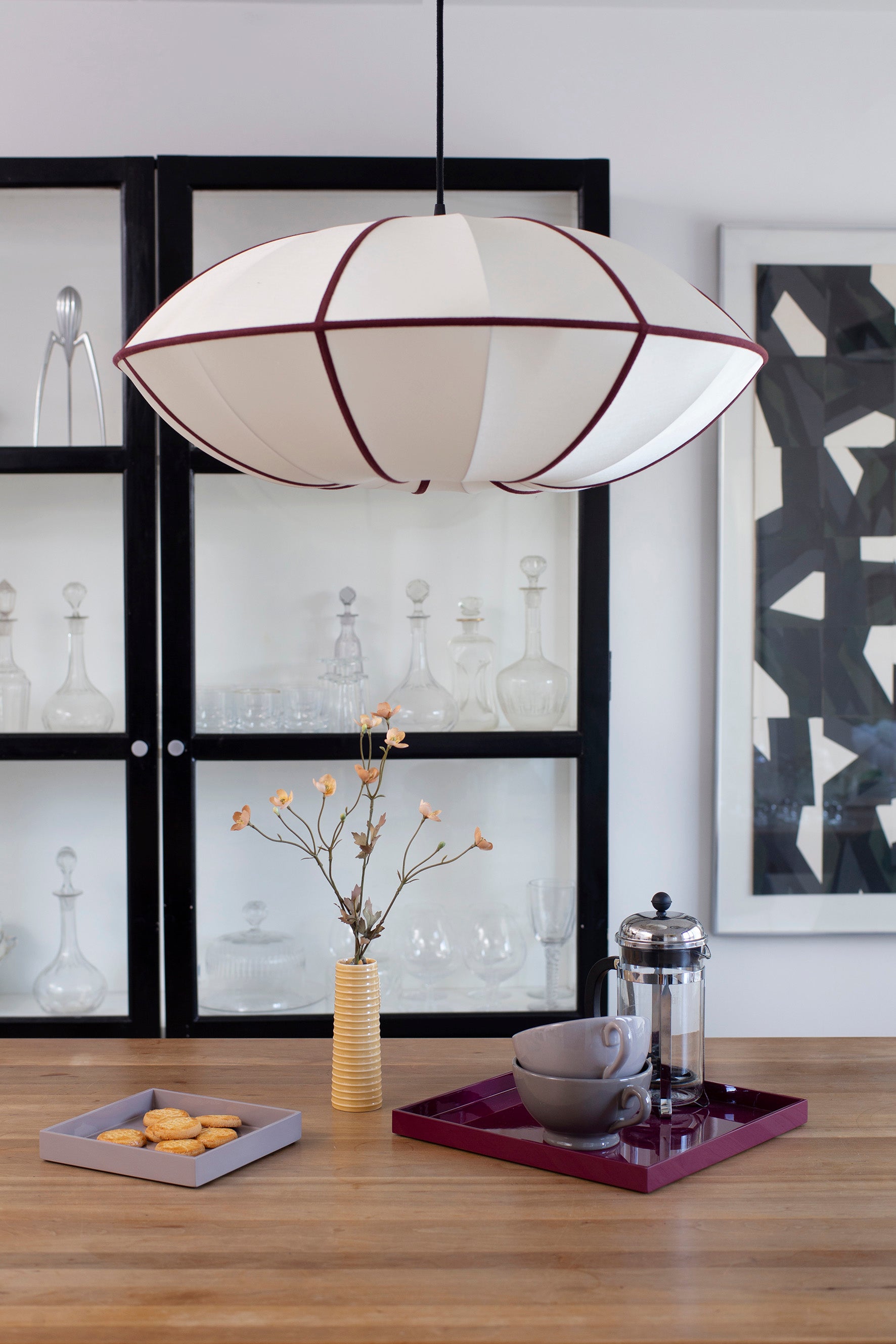 Lampeskærm Indochina Offwhite/Bordeaux UFO