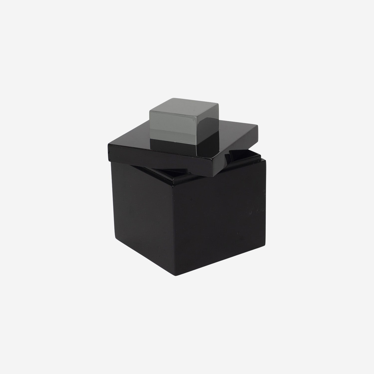Square Lacquer Box w Handle S Black