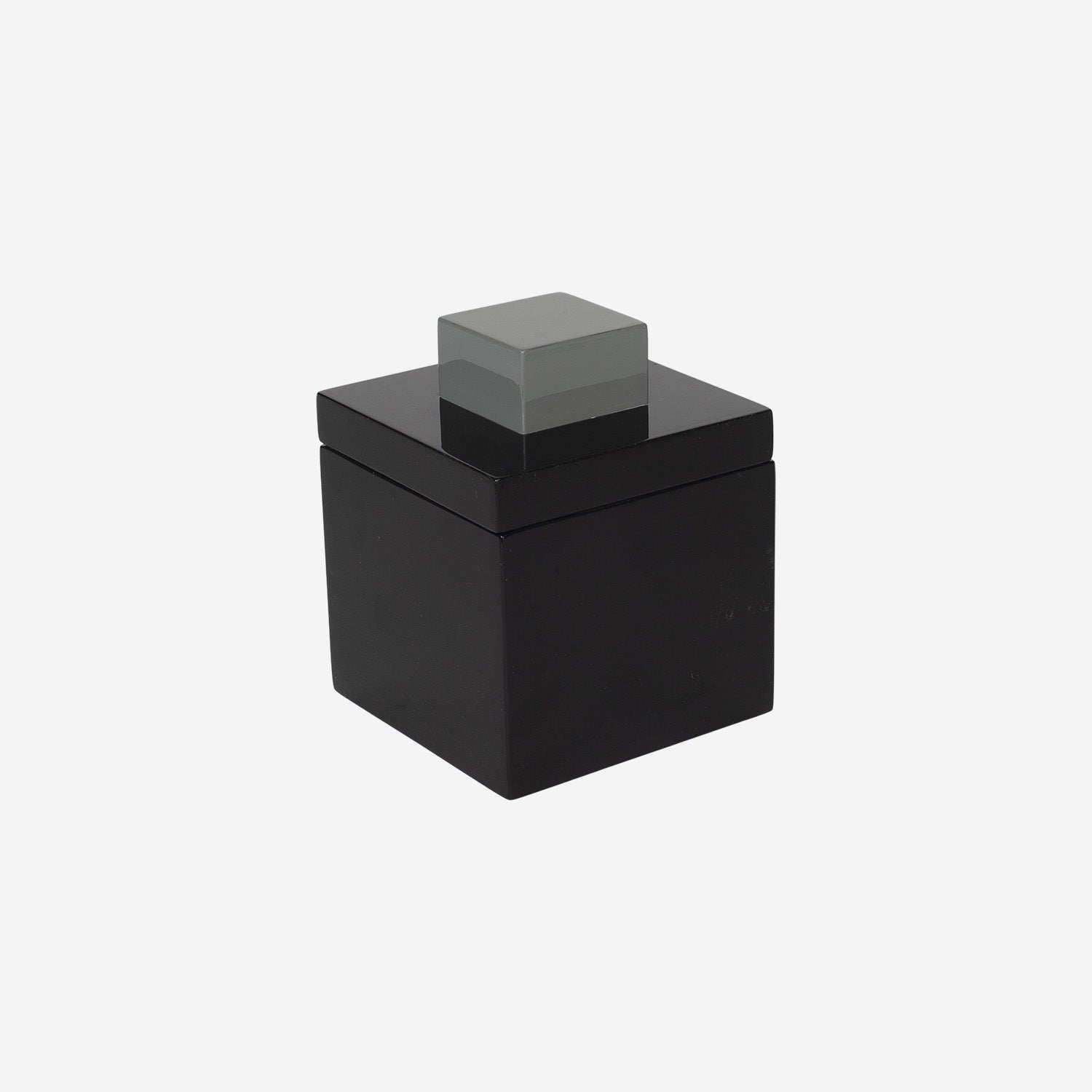 Square Lacquer Box w Handle S Black