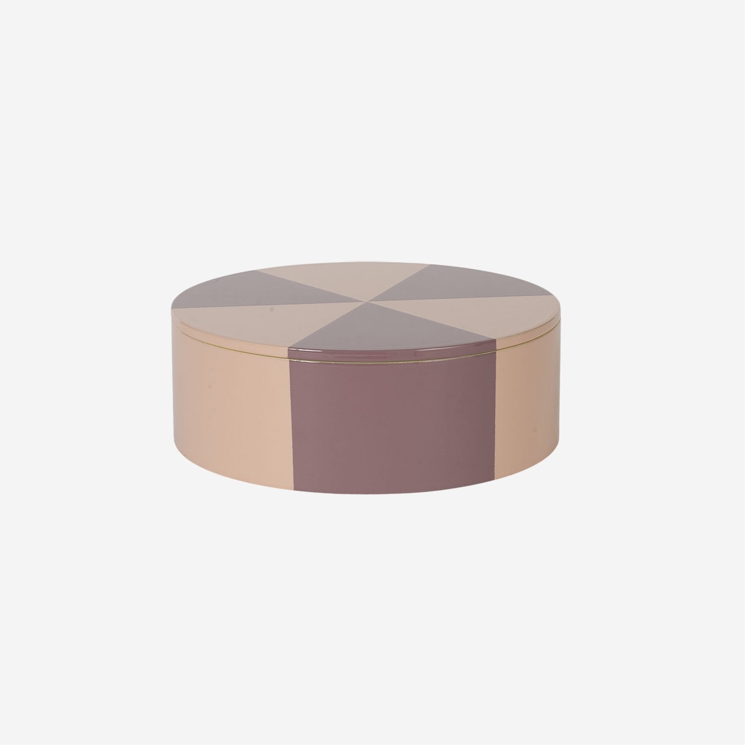 Round Lacquer Box w Pattern Plum/Sorbet